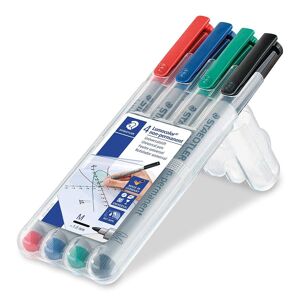 Rollespill Utviskbare Penner 1mm Rød/Blå/Grøn/Sort Pk. a 4 stk Staedtler Lumocolor M-series