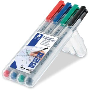 Rollespill Utviskbare Penner 1mm Rød/Blå/Grøn/Sort Pk. a 4 stk Staedtler Lumocolor M-series