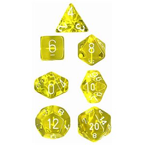 Rollespill RPG Dice Set Gul/Hvit - 7 stk Chessex 23072 Translucent Yellow/White