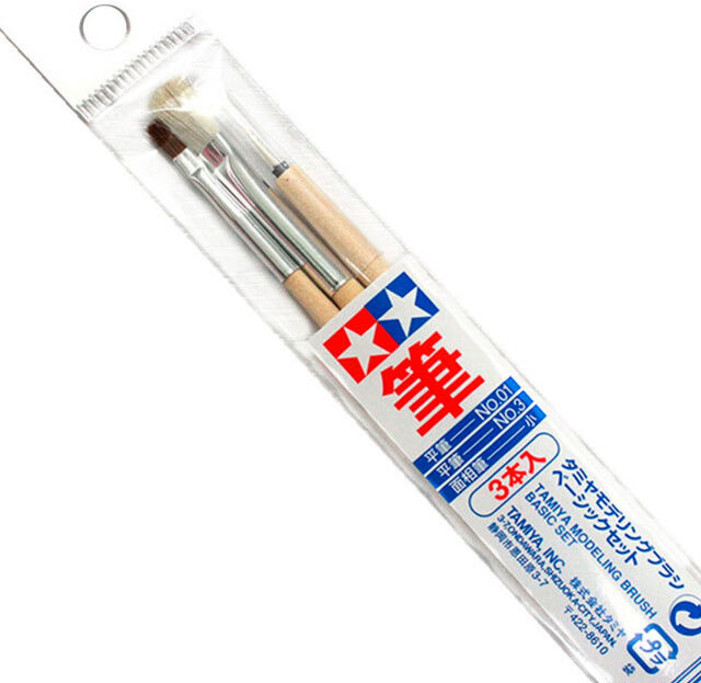 Tamiya Modeling Brush Basic Sett 3 stk Flat 1, Flat 3, Pointed small Pensler