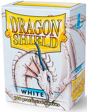 Dragon Sleeves Classic White x100 - 63x88 m/box Dragon Shield Kortbeskyttere med deckbox