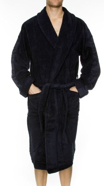 Calvin Klein Men Terry Logo Robe - Darkblue