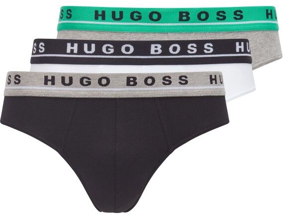 Hugo Boss BOSS Cotton Stretch Classic Briefs 3-pakning - White/Grey