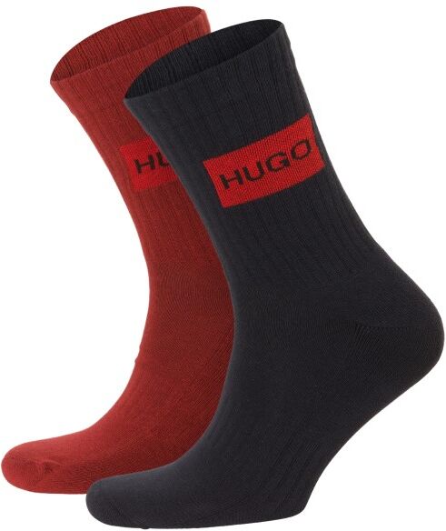 HUGO 2-pakning Label Rib Socks - Blue/Red