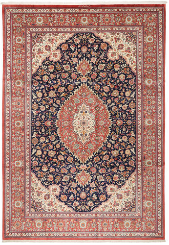 Håndknyttet. Opphav: Persia / Iran Orientalsk Ghom Silke Teppe 240X348 Mørk Grå/Lysbrun (Silke, Persia/Iran)