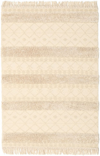 RugVista Ullteppe Kelim Berber Ibiza 140X200 Håndvevd Ensfarget Beige/Lyserosa