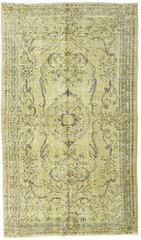 Håndknyttet. Opphav: Turkey Ekte Teppe Colored Vintage 147X252 Lysgrønn/Mørk Beige (Ull, Tyrkia)