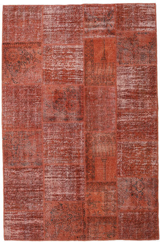 Håndknyttet. Opphav: Turkey 196X301 Patchwork Teppe Ekte Moderne Håndknyttet Mørk Rød/Rust (Ull, Tyrkia)