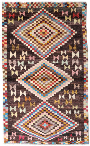 Håndknyttet. Opphav: Afghanistan Flossteppe Håndknyttet Teppe Moroccan Berber - Afghanistan 115X191 Mørk Brun/Beige (Ull, Afghanistan)