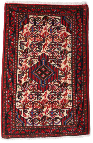 Håndknyttet. Opphav: Persia / Iran Orientalsk Asadabad Teppe 63X95 Mørk Rød/Mørk Brun (Ull, Persia/Iran)