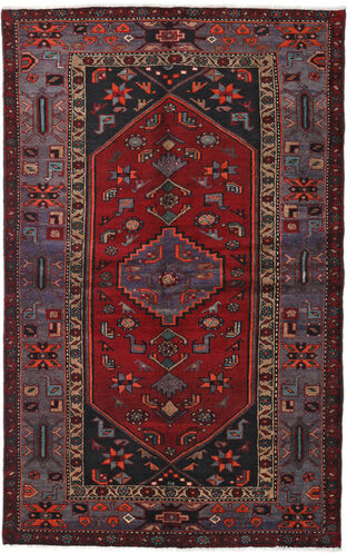 Håndknyttet. Opphav: Persia / Iran Hamadan Teppe 136X214 Ekte Orientalsk Håndknyttet Mørk Rød/Svart (Ull, Persia/Iran)