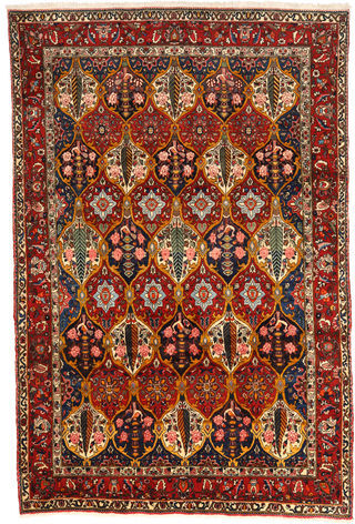 Håndknyttet. Opphav: Persia / Iran Orientalsk Bakhtiar Collectible Teppe 205X305 Mørk Rød/Mørk Brun (Ull, Persia/Iran)