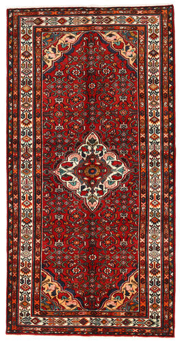 Håndknyttet. Opphav: Persia / Iran Hosseinabad Teppe 137X271 Ekte Orientalsk Håndknyttet Mørk Rød/Rust/Mørk Brun (Ull, Persia/Iran)