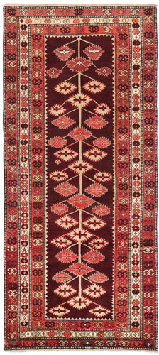 Håndknyttet. Opphav: Azerbaijan / Russia Orientalsk Kelim Karabakh Teppe 132X303 Teppeløpere Mørk Rød/Rust (Ull, Azerbaijan/Russland)