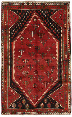 Håndknyttet. Opphav: Persia / Iran Håndknyttet Teppe Ghashghai 155X250 Mørk Brun/Rust/Mørk Rød (Ull, Persia/Iran)