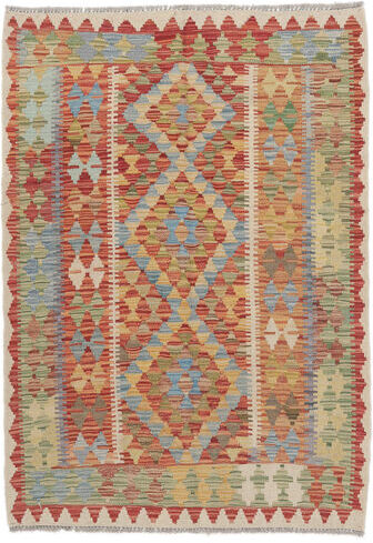 Håndknyttet. Opphav: Afghanistan 100X145 Orientalsk Kelim Afghan Old Style Teppe Mørk Brun/Beige (Ull, Afghanistan)