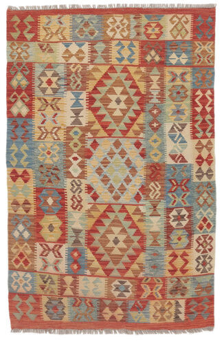 Håndknyttet. Opphav: Afghanistan 100X150 Orientalsk Kelim Afghan Old Style Teppe Mørk Brun/Beige (Ull, Afghanistan)