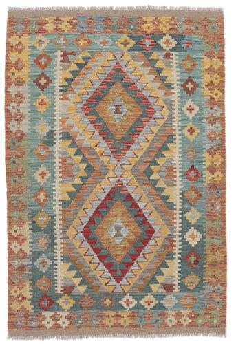 Håndknyttet. Opphav: Afghanistan 100X145 Kelim Afghan Old Style Teppe Ekte Orientalsk Håndvevd Mørk Brun/Brun (Ull, Afghanistan)