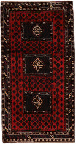 Håndknyttet. Opphav: Persia / Iran Orientalsk Beluch Teppe 133X255 Svart/Beige (Ull, Persia/Iran)