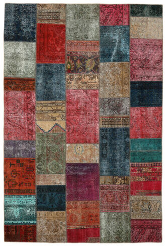 Håndknyttet. Opphav: Persia / Iran Persisk Patchwork - Persien/Iran Teppe 203X304 Mørk Brun/Svart (Ull, Persia/Iran)