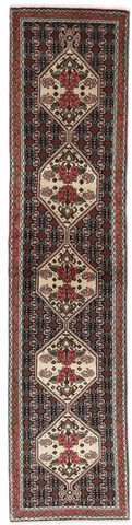 Håndknyttet. Opphav: Persia / Iran Senneh Teppe 55X235 Teppeløpere Svart/Beige (Ull, Persia/Iran)