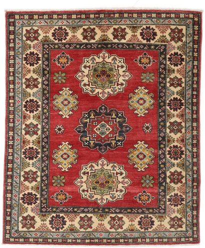 Håndknyttet. Opphav: Afghanistan Håndknyttet Teppe Kazak 139X164 Mørk Brun/Svart (Ull, Afghanistan)