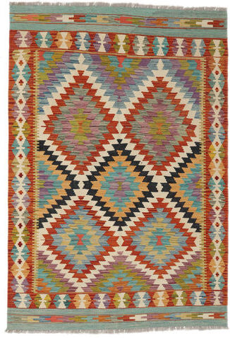 Håndknyttet. Opphav: Afghanistan Orientalsk Kelim Afghan Old Style Teppe 124X182 Mørk Brun/Beige (Ull, Afghanistan)