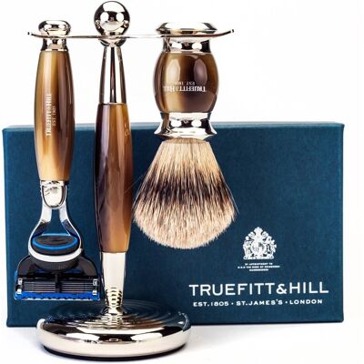Truefitt & Hill Edwardian Shaving Set - Horn - Gillette Fusion Truefitt & Hill Edwardian Shaving Set - Horn - Gillette Fusion