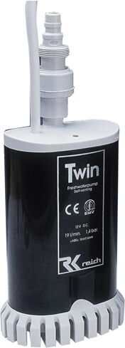 12V vannsynkepumpe, Twin 55W, 19L 1.4bar m/tilbakeslagsventil