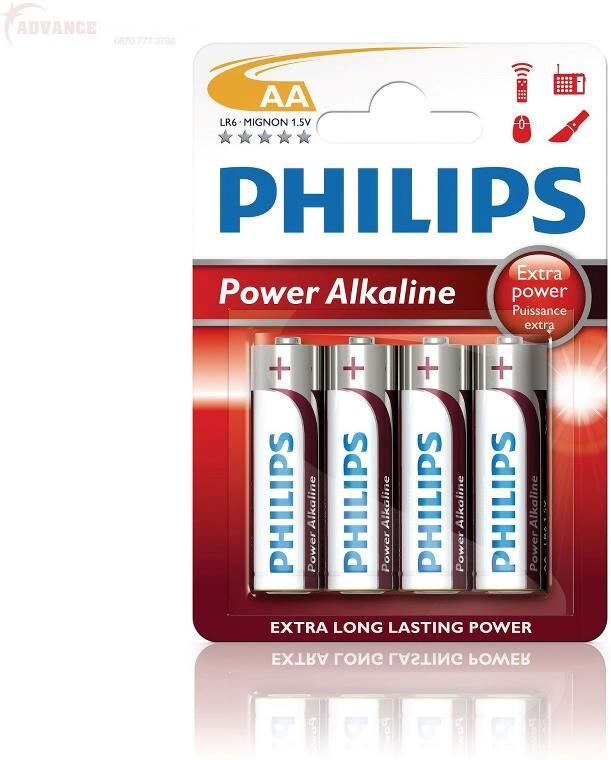 Philips Batteri Philips Power Alkaline AA, LR6, 4pk