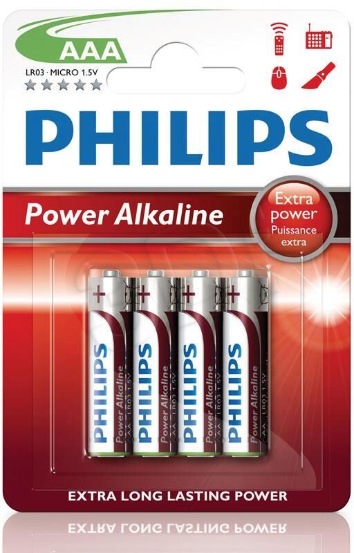 Philips Batteri Philips Power Alkaline AAA, LR03, 4pk