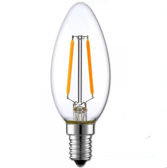 12V E14 Mignon 2W 2x Filament led pære, LETT SOTET, varmhvit