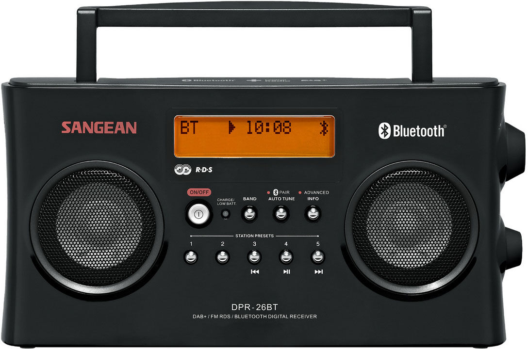 Sangean 12V & 230V Sangean DPR26BT, DAB+/DAB/FM/BT Radio, sort