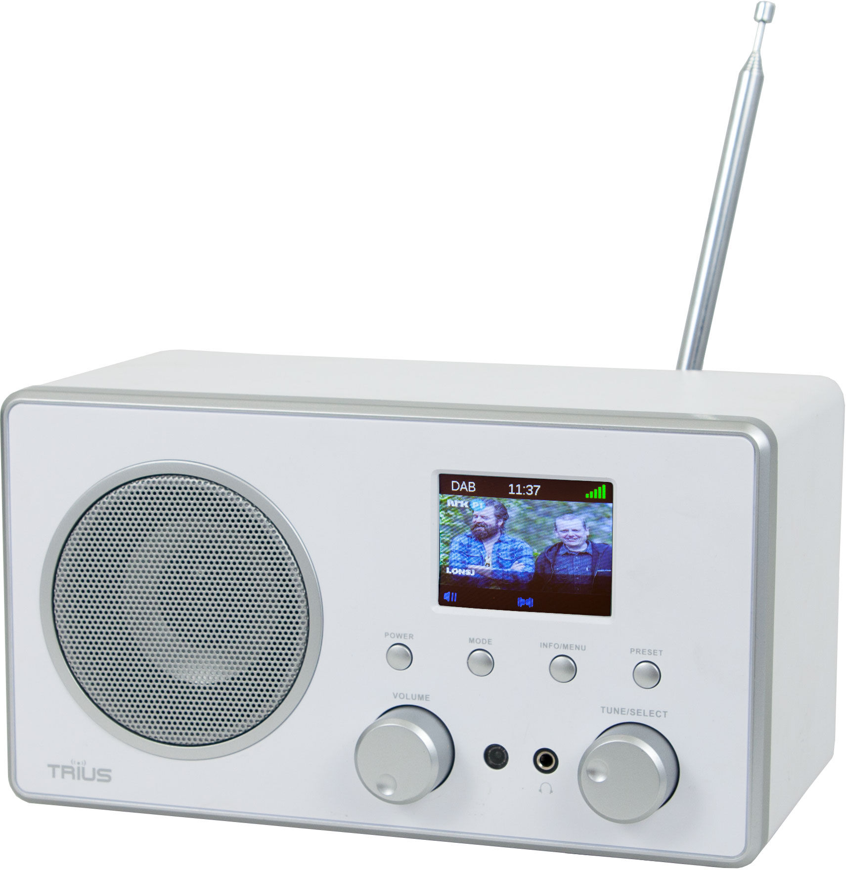 Trius 12V & 230V  Trius DB-280C DAB+/FM/BT Radio, hvit