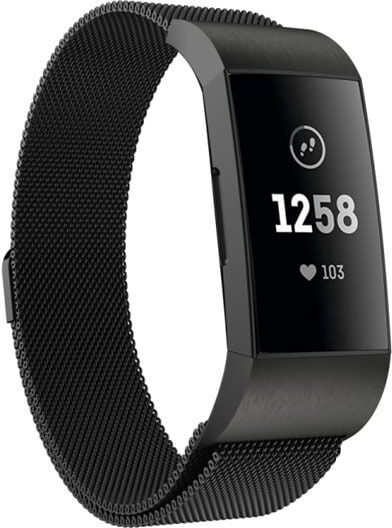 24hshop Armbånd i metal Fitbit Charger 3 - Svart