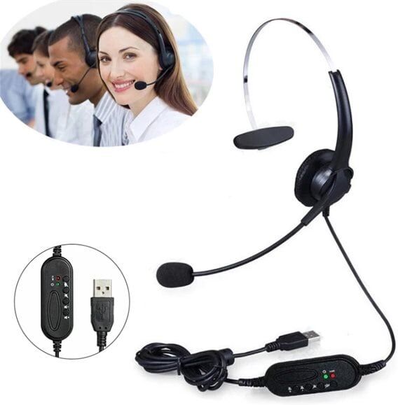 24hshop Headset med mikrofon for VOIP Samtaler - USB