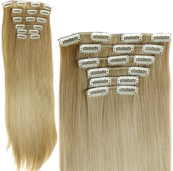 24hshop Honey Blonde Clip on Løshår billig - 60cm langt / 28cm bredt