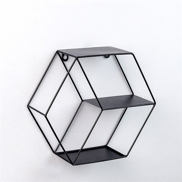 24hshop Vegghylle Hexagon Svart