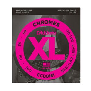 D'Addario ECB81SL Chromes Bass, Light, 45-100, Super Long Scale Flatwound