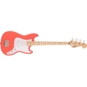 Squier Sonic Bronco Bass, Maple Fingerboard, White Pickguard, Tahitian Coral