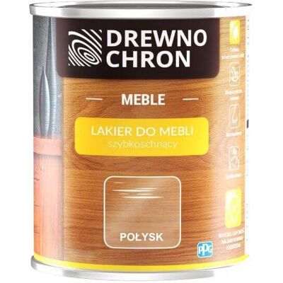 Drewnochron Zestaw Lakier Do Mebli Bezbarwny Połysk 0,75 L Drewnochron + Pędzel Włoski 70 mm GRATIS Drewnochron Zestaw Lakier Do Mebli Bezbarwny Połysk 0,75 L Drewnochron + Pędzel Włoski 70 mm GRATIS