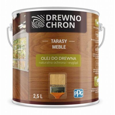 Drewnochron Zestaw Olej Do Drewna Bezbarwny 2,5L Drewnochron + Pędzel Włoski 70 mm GRATIS Drewnochron Zestaw Olej Do Drewna Bezbarwny 2,5L Drewnochron + Pędzel Włoski 70 mm GRATIS