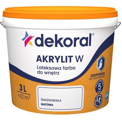 Dekoral Zestaw Farba Lateksowa Odporna na Szorowanie Biała 3l Dekoral + Kuweta Malarska Dekoral Zestaw Farba Lateksowa Odporna na Szorowanie Biała 3l Dekoral + Kuweta Malarska