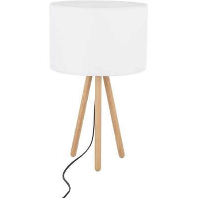 TK Lighting Tokyo - drewno sosnowe - biały - okrągowy abażur - lampa biurkowa TK Lighting Tokyo - drewno sosnowe - biały - okrągowy abażur - lampa biurkowa