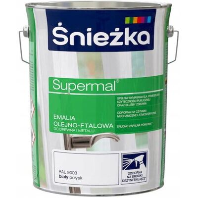 Śnieżka Emalia Olejno-Ftalowa Supermal 5L Biały Połysk Śnieżka Śnieżka Emalia Olejno-Ftalowa Supermal 5L Biały Połysk Śnieżka