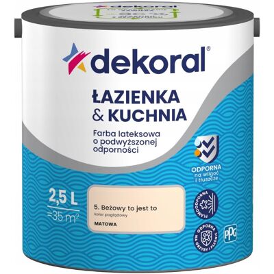 Dekoral Farba Lateksowa Łazienka&Kuchnia Beżowy To Jest To 2,5L Dekoral Dekoral Farba Lateksowa Łazienka&Kuchnia Beżowy To Jest To 2,5L Dekoral