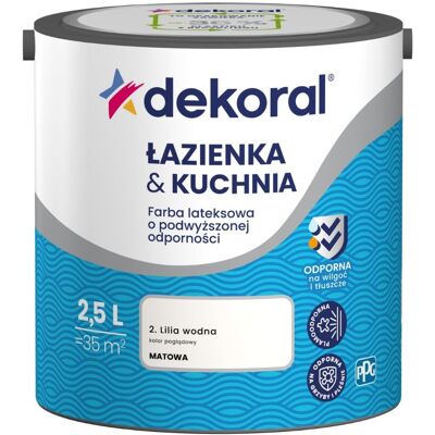 Dekoral Farba Lateksowa Łazienka&Kuchnia Lilia Wodna 2,5L Dekoral Dekoral Farba Lateksowa Łazienka&Kuchnia Lilia Wodna 2,5L Dekoral