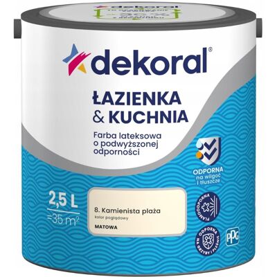 Dekoral Farba Lateksowa Łazienka&Kuchnia Kamienista Plaża 2,5L Dekoral Dekoral Farba Lateksowa Łazienka&Kuchnia Kamienista Plaża 2,5L Dekoral