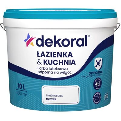 Dekoral Farba Lateksowa Łazienka&Kuchnia Maleinak Biały Mat 10L Dekoral Dekoral Farba Lateksowa Łazienka&Kuchnia Maleinak Biały Mat 10L Dekoral