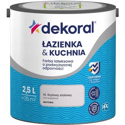 Dekoral Farba Lateksowa Łazienka&Kuchnia Stylowy Stalowy 2,5L Dekoral Dekoral Farba Lateksowa Łazienka&Kuchnia Stylowy Stalowy 2,5L Dekoral
